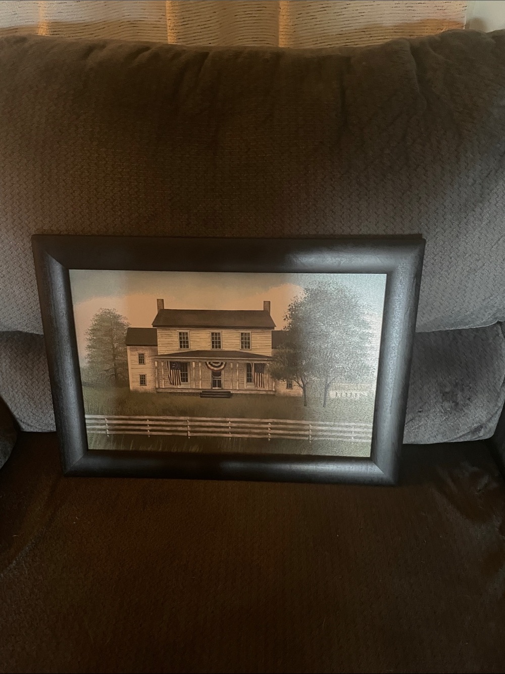 Framed Country House Wall Art - Black Frame made by Amish